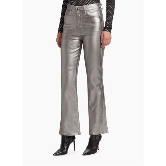 Veronica Beard Carson Metallic Ankle Flared Jeans Size 29 $348 - Picture 3 of 12